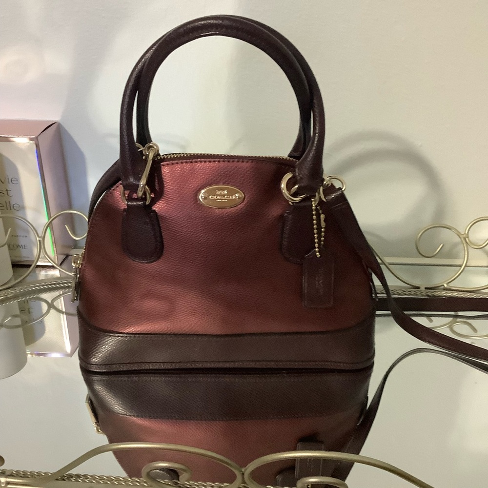 Coach Two-Tone Burgundy and wine color Satchel
